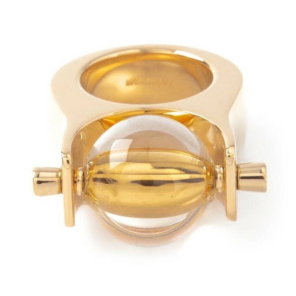 New Chloe Abby Glass Ball Ring Size 6.5 Gold $490 - Picture 1 of 7